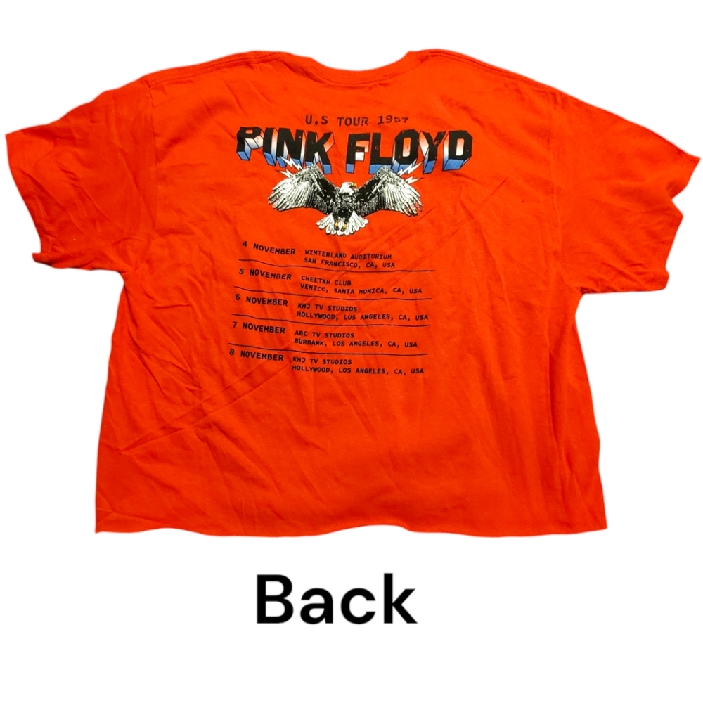 Pink Floyd XL Cropped Red Graphic T-Shirt - Picture 3 of 5